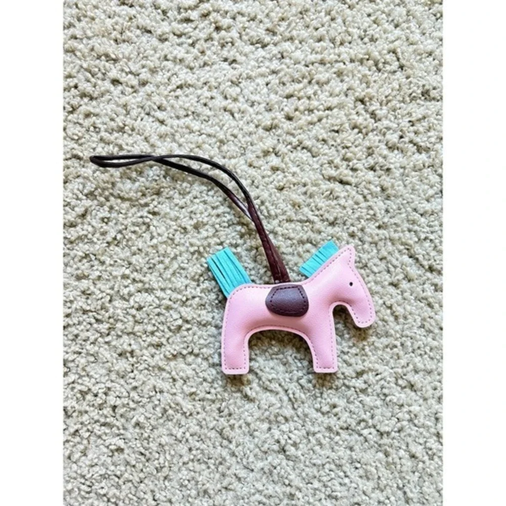 Mini Horse Bag‎ Charm pony Faux Leather Pink with Blue Mane - New